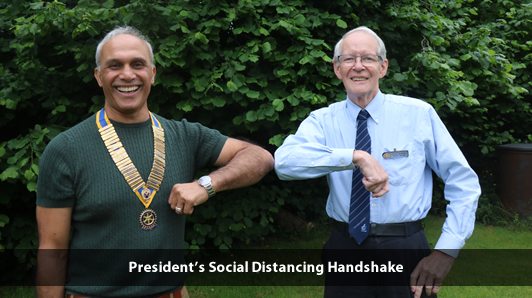 Presidents social distancing handshake